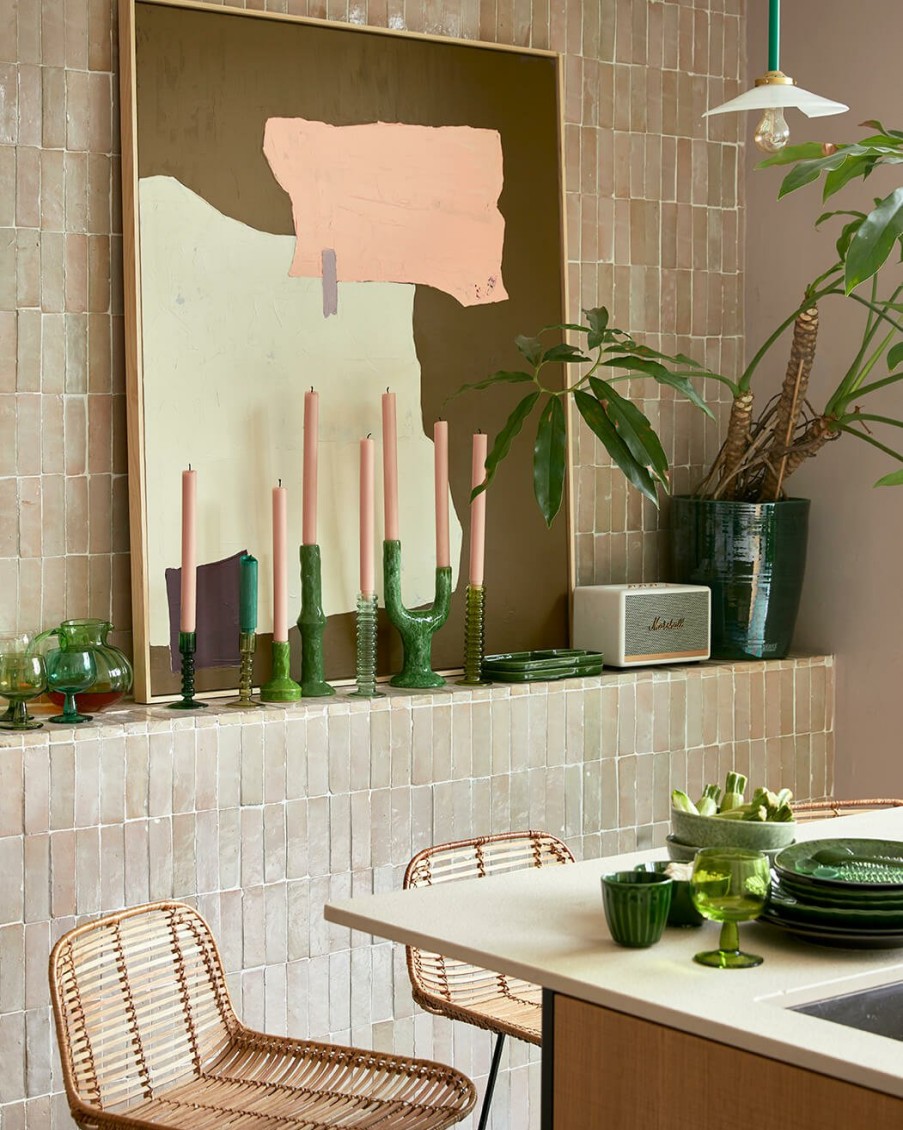 Home Decor HKLiving | The Emeralds: Ceramic Candle Holder M Fern Green