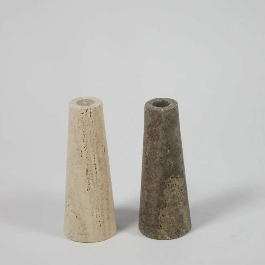Home Decor Olsson u0026 Jensen | Light And Dark Travertine Candle Holders