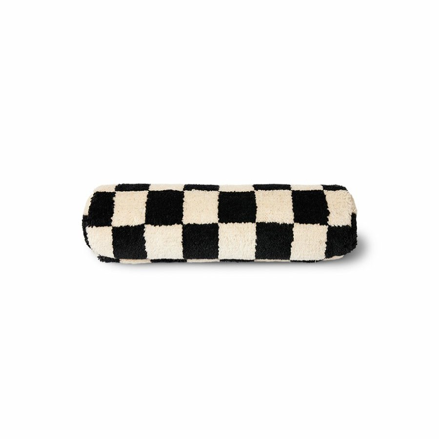 Home Decor HKliving | Woollen Bolster Cushion Black & White