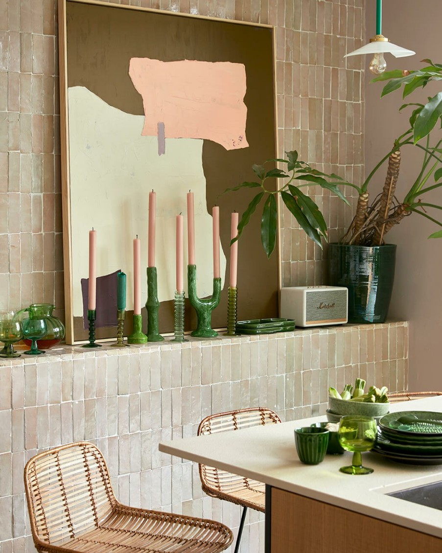 Home Decor HKLiving | The Emeralds: Ceramic Candle Holder M Fern Green
